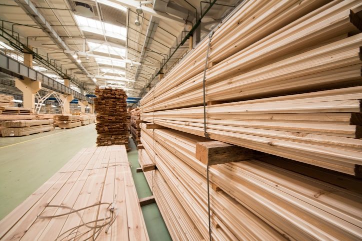 Wood fibers stacked in warehouse and ready for forensic chemical analysis.