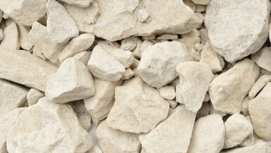 Broken up limestone that has been tested by ASTM C110-20.