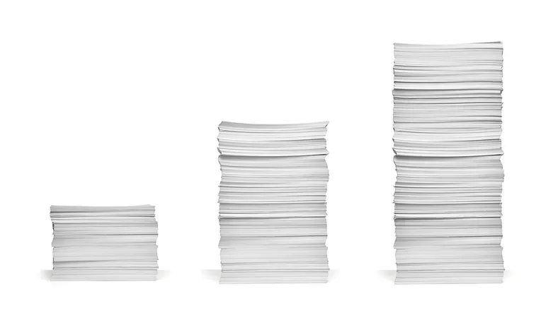 Stacks of paper that conform to ANSI A ISO A4