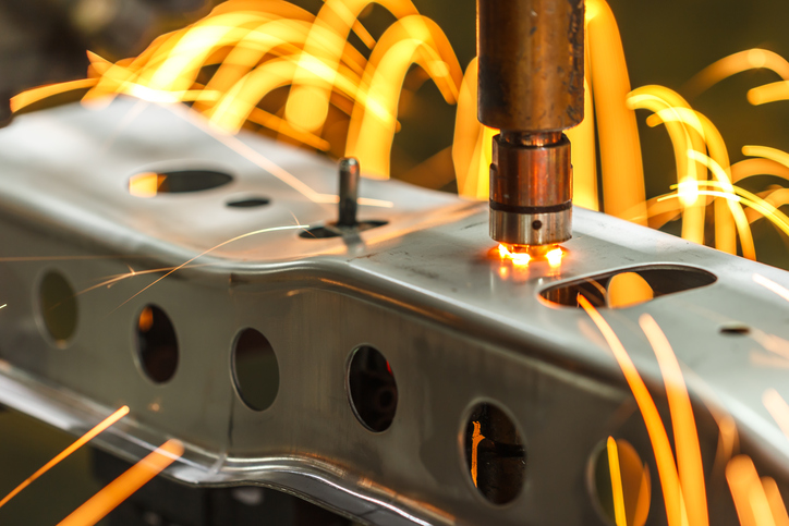 Steel that has an addition of alloying element that is specified in ASTM A572, is being welded