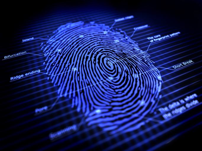 Fingerprint analysis blue graphic guided by the ANSI/ASB 007 recommendation.