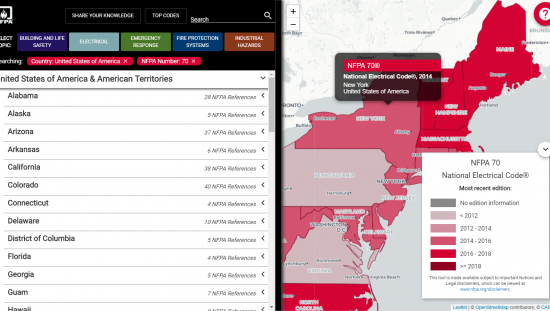 NFPA CodeFinder Map