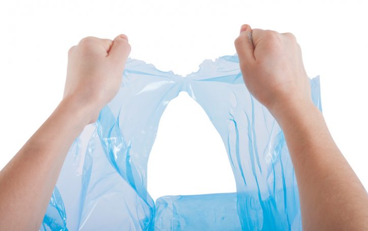 Stretching tensile blue plastic