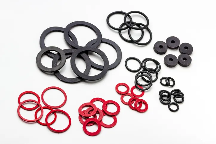 Rubber rings that have undergone testing that's defined in ASTM D395-18