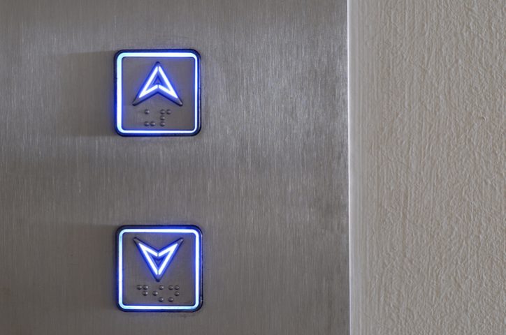 Up and down buttons of an elevator stay alight with ASME A15.5-2019 for electrical equipment.