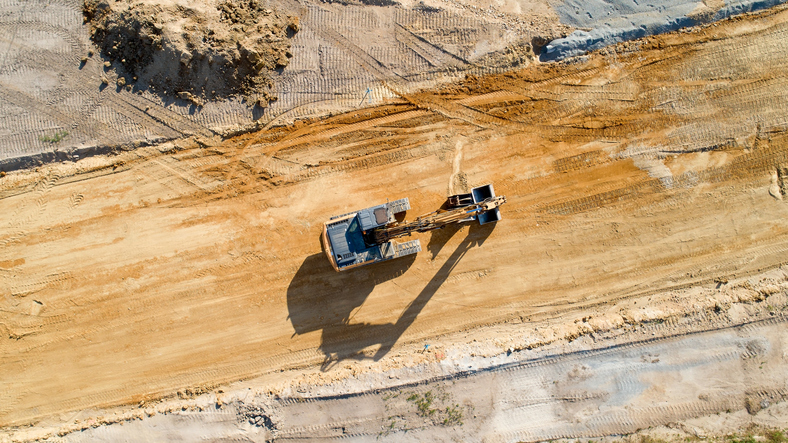Overhead view of a bulldozer