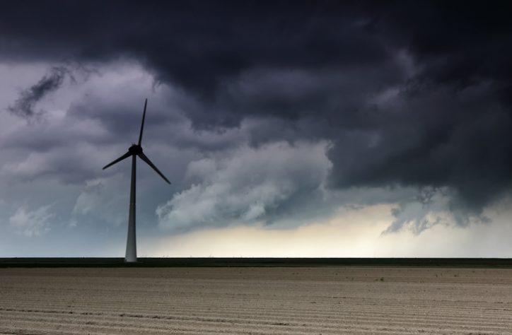 Storm over Wind Turbine ISO 12494 atmospheric icing and lightning protection