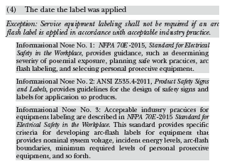 New portions on section on Arc-Flash Hazard Warning changed in the National Electrical Code (NEC)
