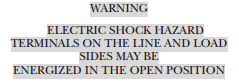 Electrical shock hazard warning from NFPA 70-2017 marking a PV system.