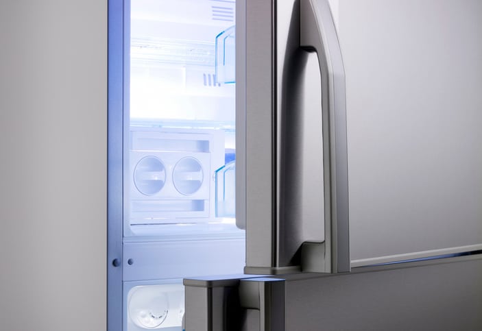 Refrigerator On open AHAM HRF-1-2016 refrigerator with plenty of volume.