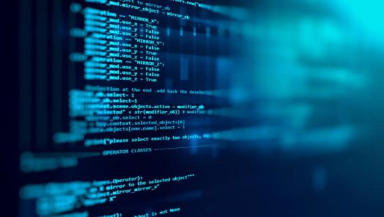 Plenty of blue code representing an ISO 27001 information security management system (ISMS).