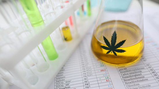 Liquid amber THC representing the many challenges for cannabis testing laboratories, and the need for ANAB accreditation.