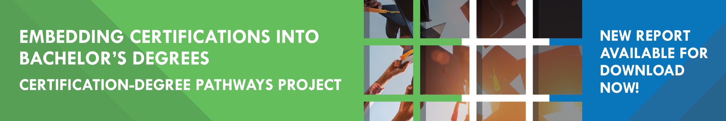 Green image for embedding certifications into bachelor's degrees, the certification-free pathway project from Workcred.