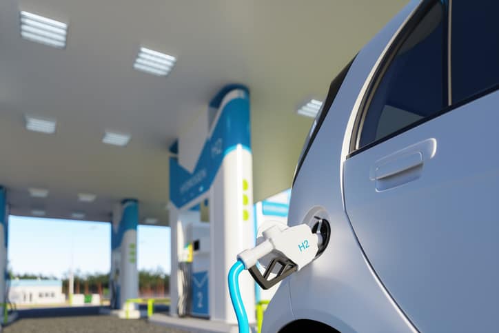 Car Exhaust Refueling a CSA/ANSI HGV 2-2021 vehicle fuel container with compressed hydrogen gas.