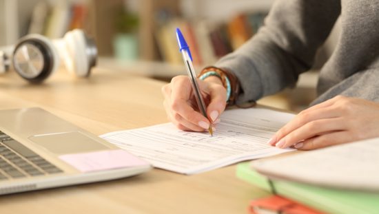 A certificate issuer filling out CAP-FR-304 application for ANAB accreditation to ASTM E2659-18 to help assessors.