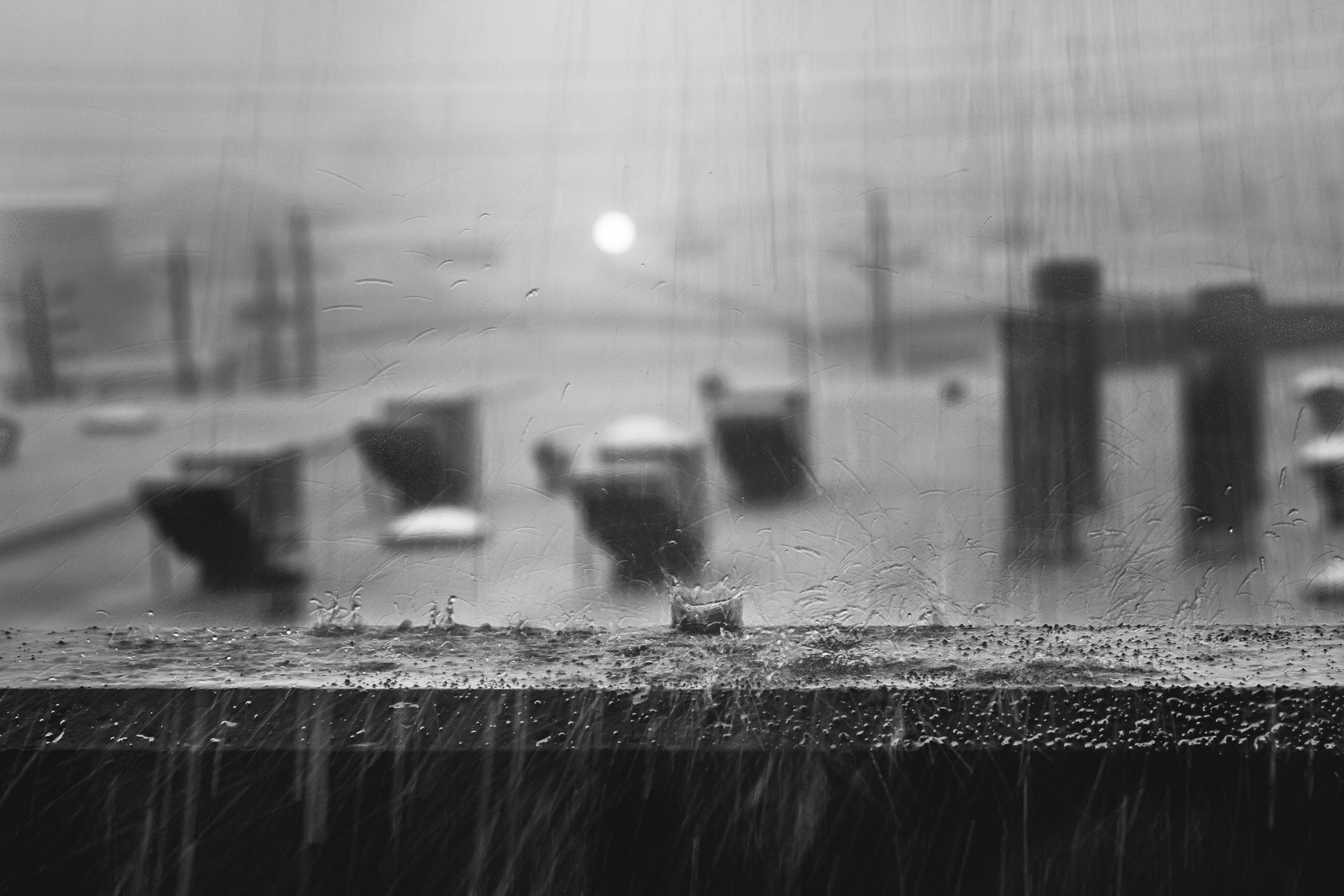 Rain on Roof Rain accumulating on roof (ponding) in darkness and in need of ASCE-SEI 7-2022 drainage.